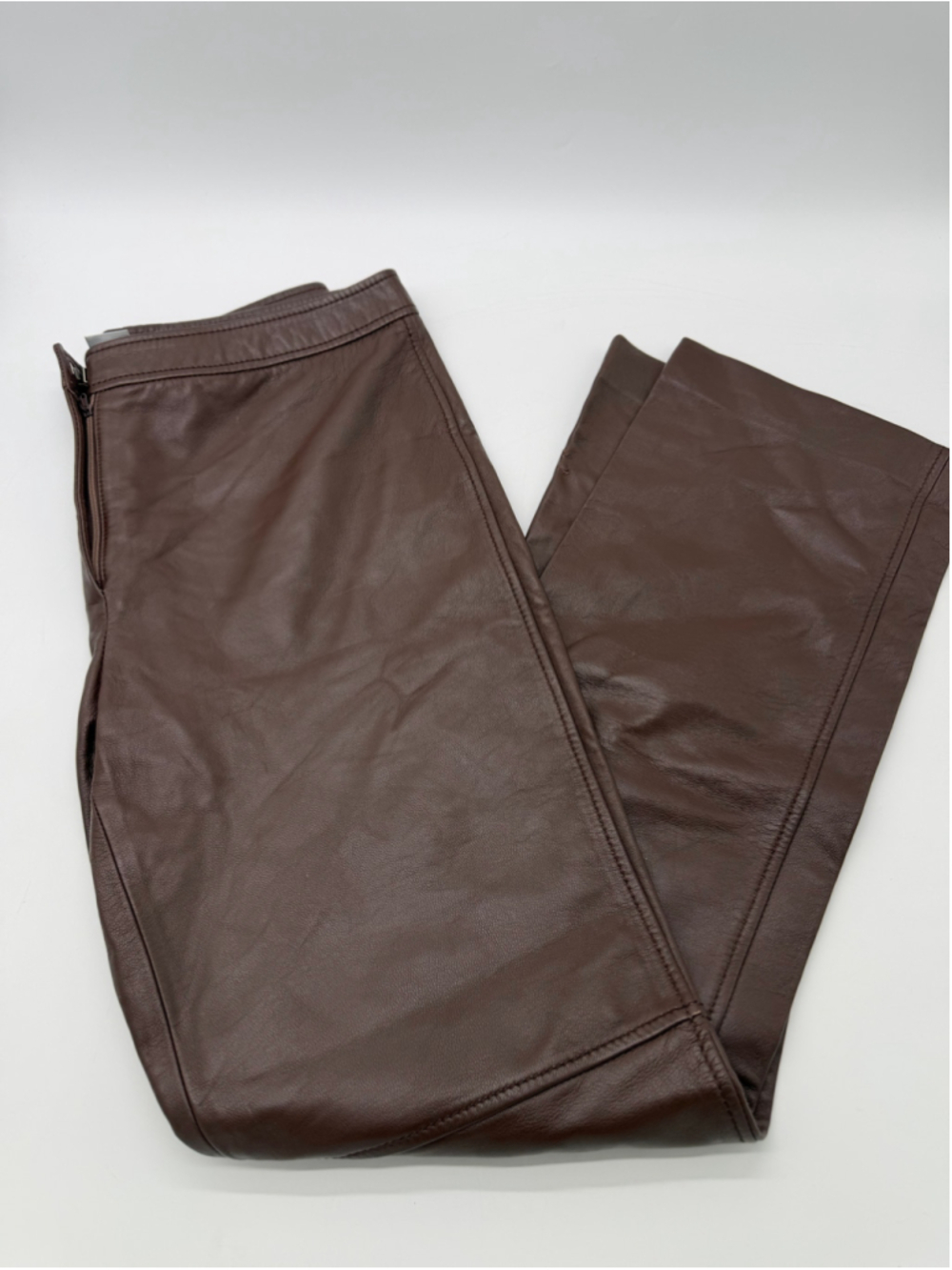 Women's DKNY Brown Leather Trousers 12